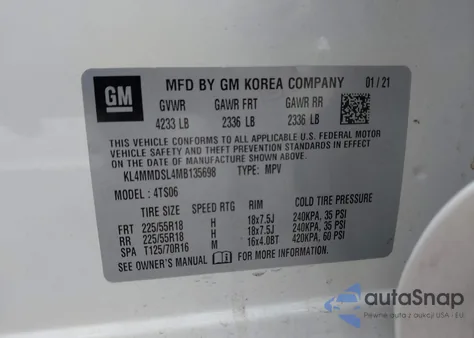 2021 Buick Encore Gx Fwd Select from USA, damaged, VIN KL4MMDSL4MB135698